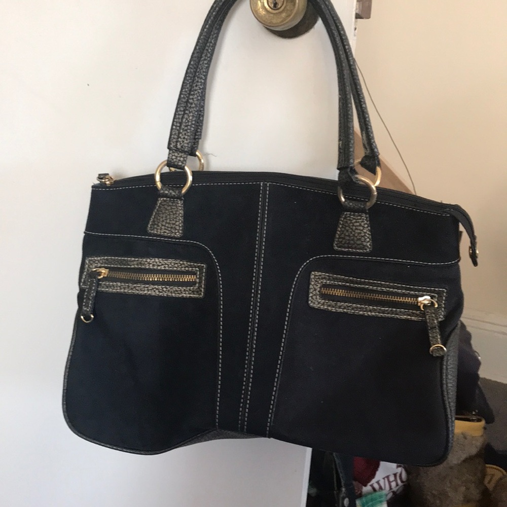 Gently Used Navy Blue Suede Bag